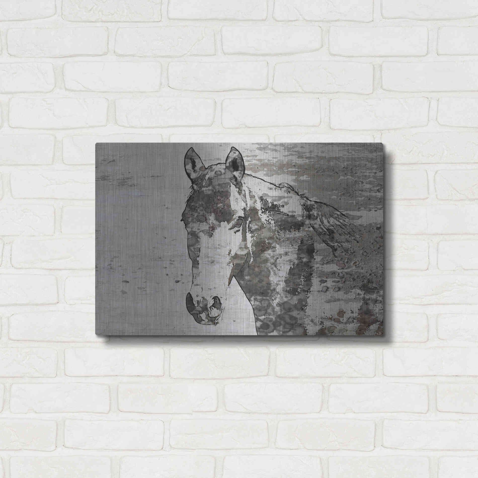 Luxe Metal Art 'Portrait of a Horse' by Irena Orlov, Metal Wall Art,24x16