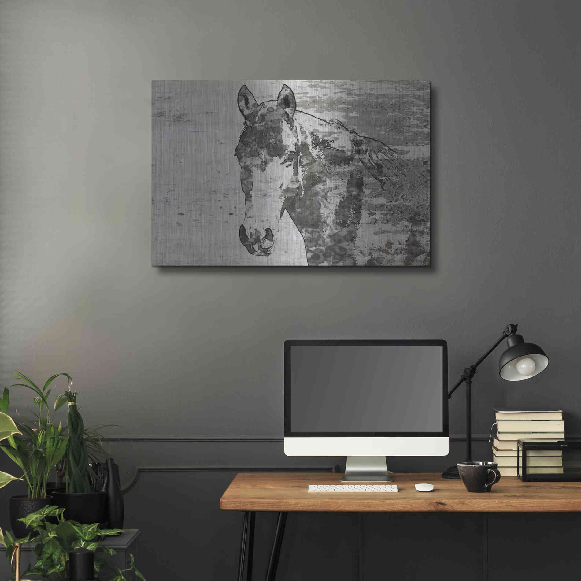 Luxe Metal Art 'Portrait of a Horse' by Irena Orlov, Metal Wall Art,36x24