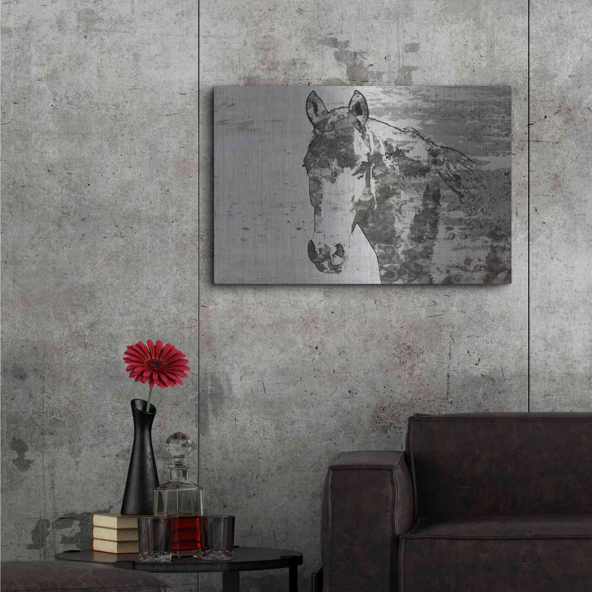 Luxe Metal Art 'Portrait of a Horse' by Irena Orlov, Metal Wall Art,36x24