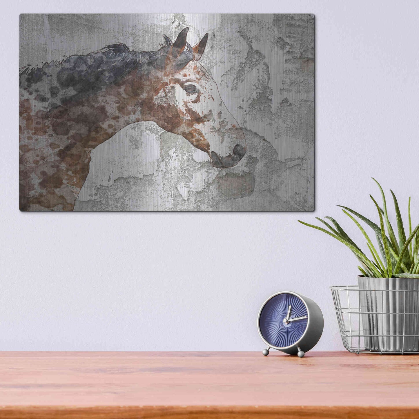 Luxe Metal Art 'Rustic Brown Horse' by Irena Orlov, Metal Wall Art,16x12