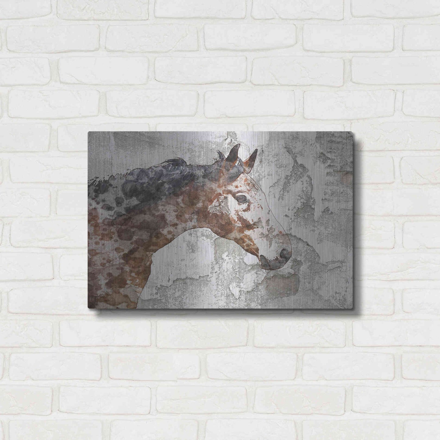 Luxe Metal Art 'Rustic Brown Horse' by Irena Orlov, Metal Wall Art,24x16