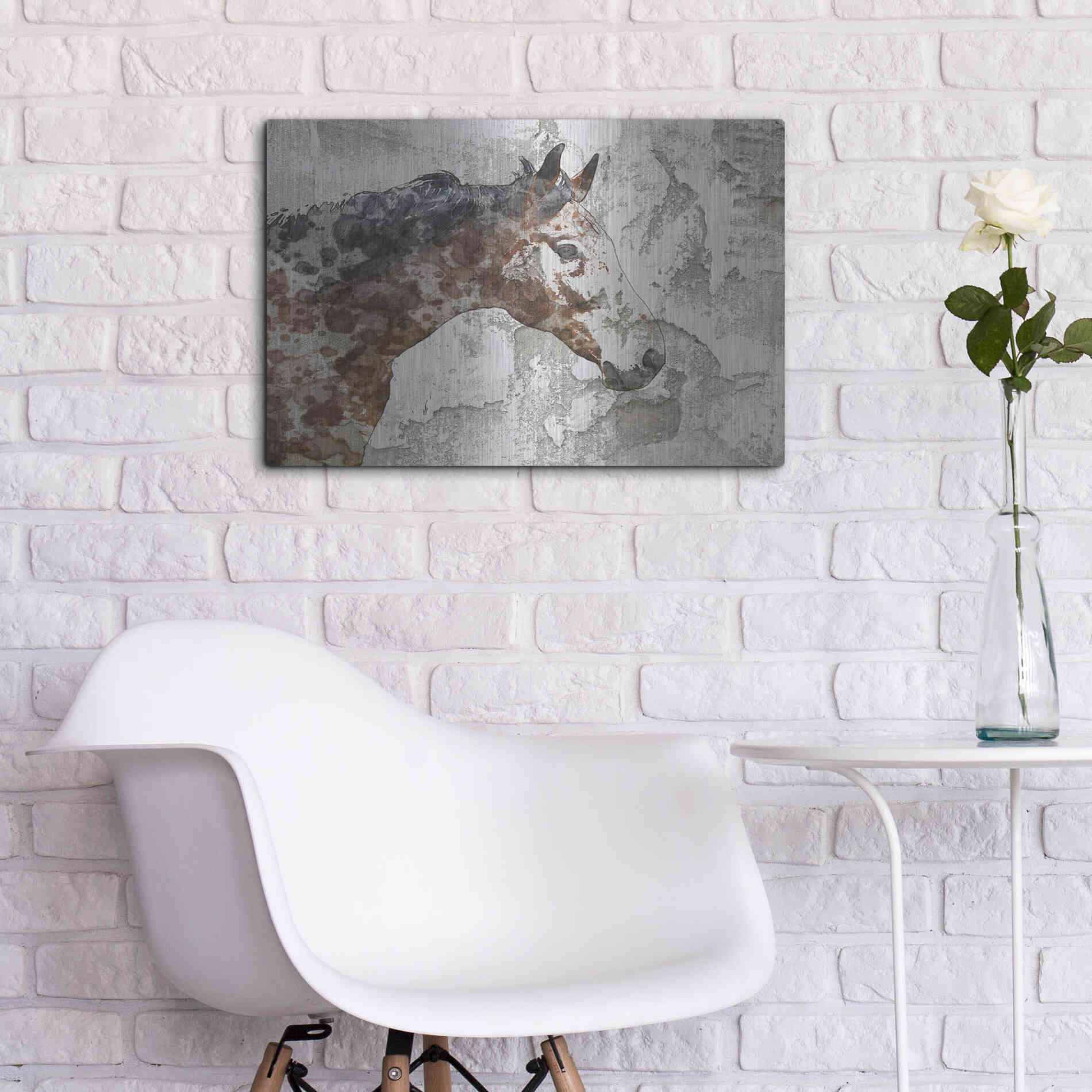 Luxe Metal Art 'Rustic Brown Horse' by Irena Orlov, Metal Wall Art,24x16