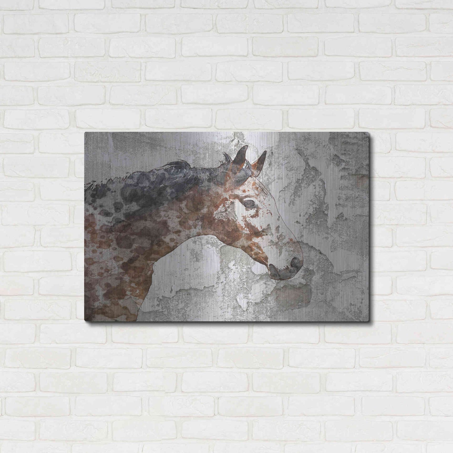 Luxe Metal Art 'Rustic Brown Horse' by Irena Orlov, Metal Wall Art,36x24