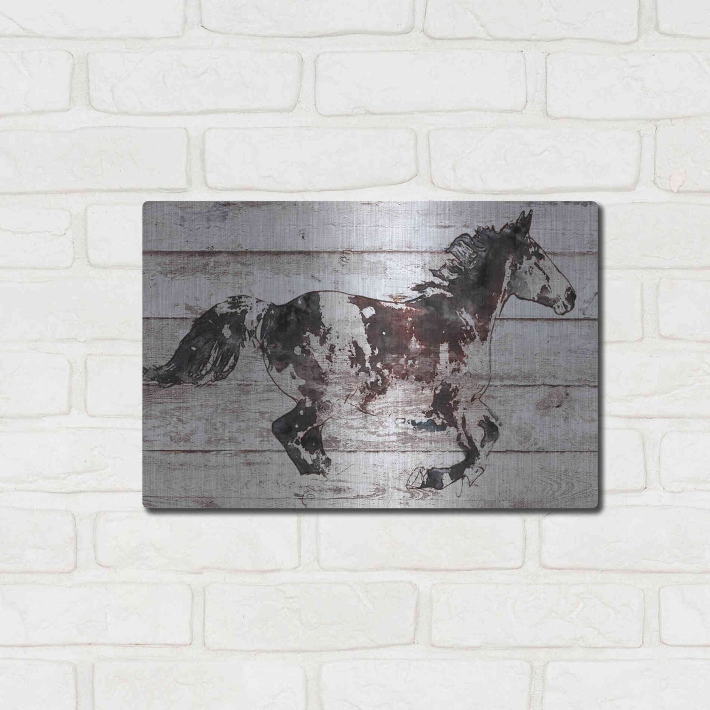 Luxe Metal Art 'Running Arabian Horse' by Irena Orlov, Metal Wall Art,16x12