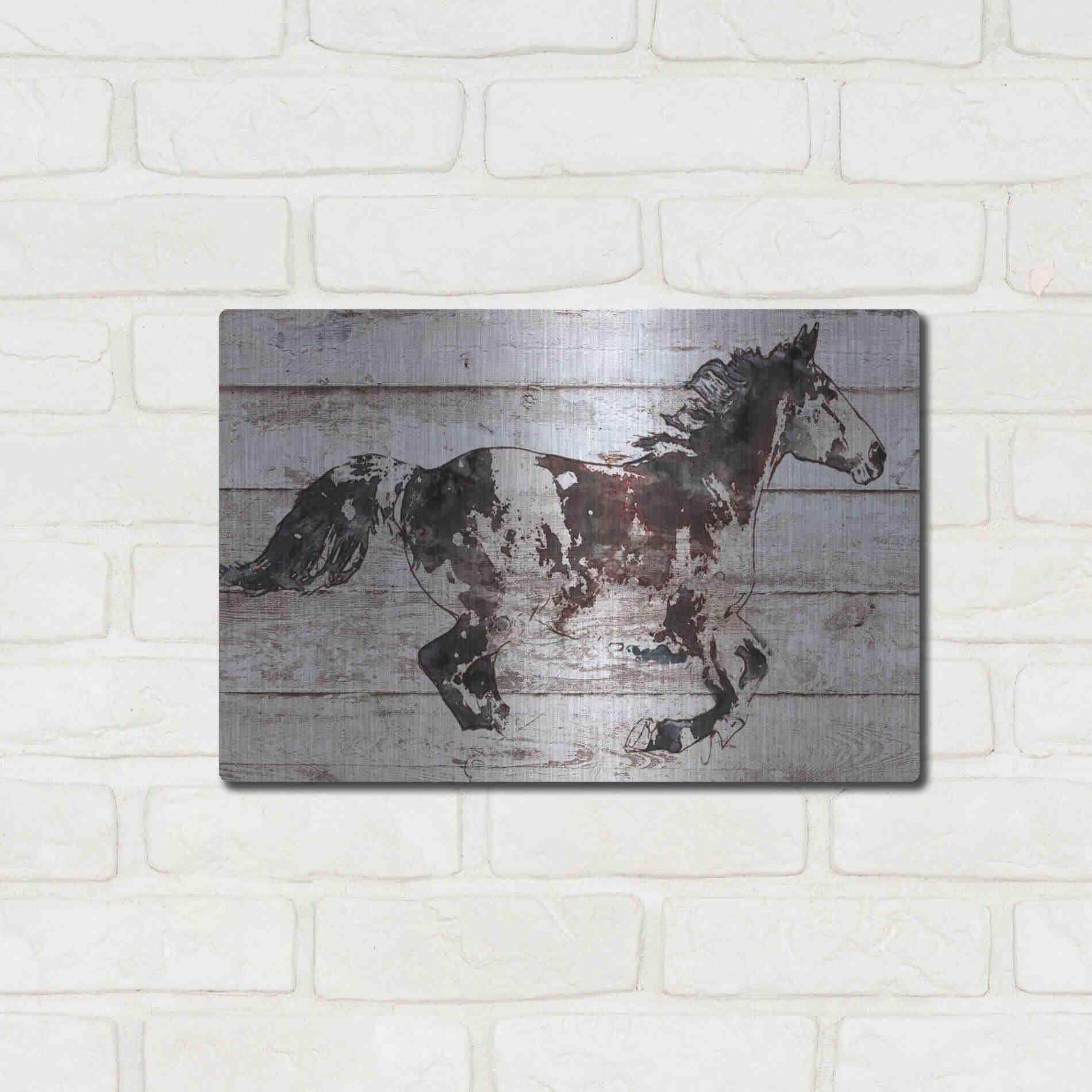 Luxe Metal Art 'Running Arabian Horse' by Irena Orlov, Metal Wall Art,16x12