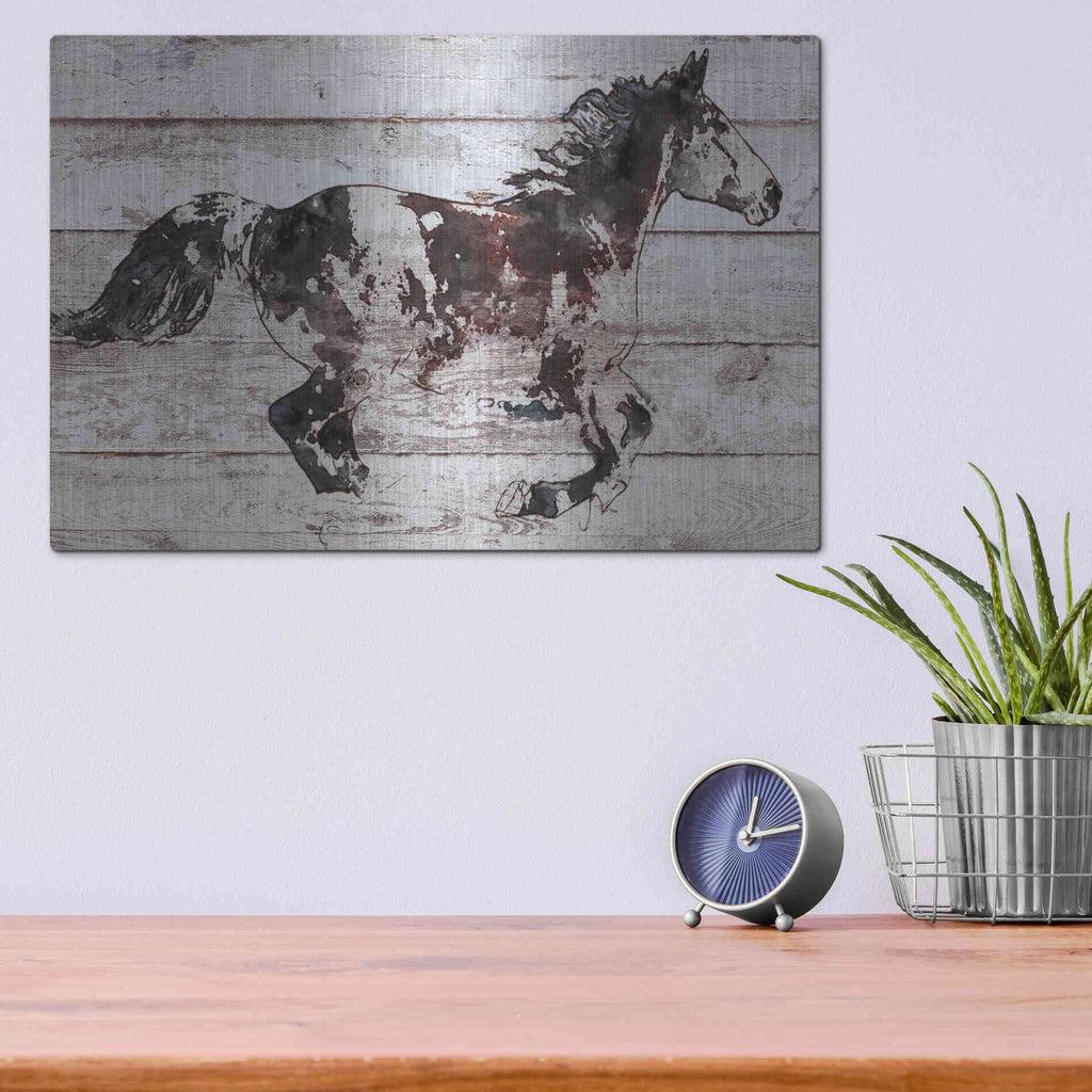 Luxe Metal Art 'Running Arabian Horse' by Irena Orlov, Metal Wall Art,16x12