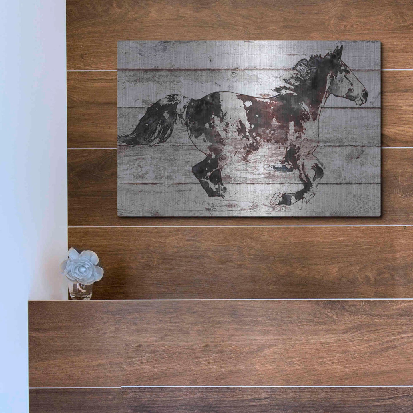 Luxe Metal Art 'Running Arabian Horse' by Irena Orlov, Metal Wall Art,16x12