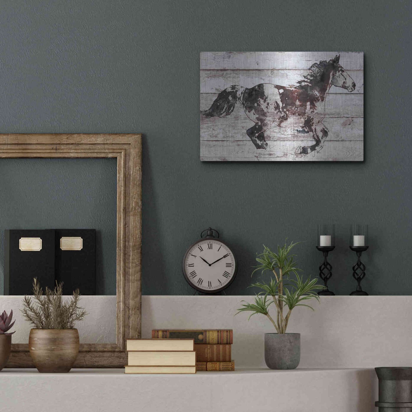 Luxe Metal Art 'Running Arabian Horse' by Irena Orlov, Metal Wall Art,16x12