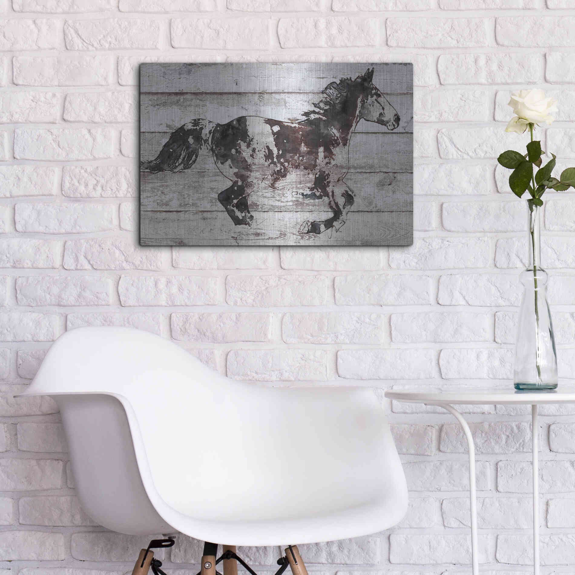 Luxe Metal Art 'Running Arabian Horse' by Irena Orlov, Metal Wall Art,24x16