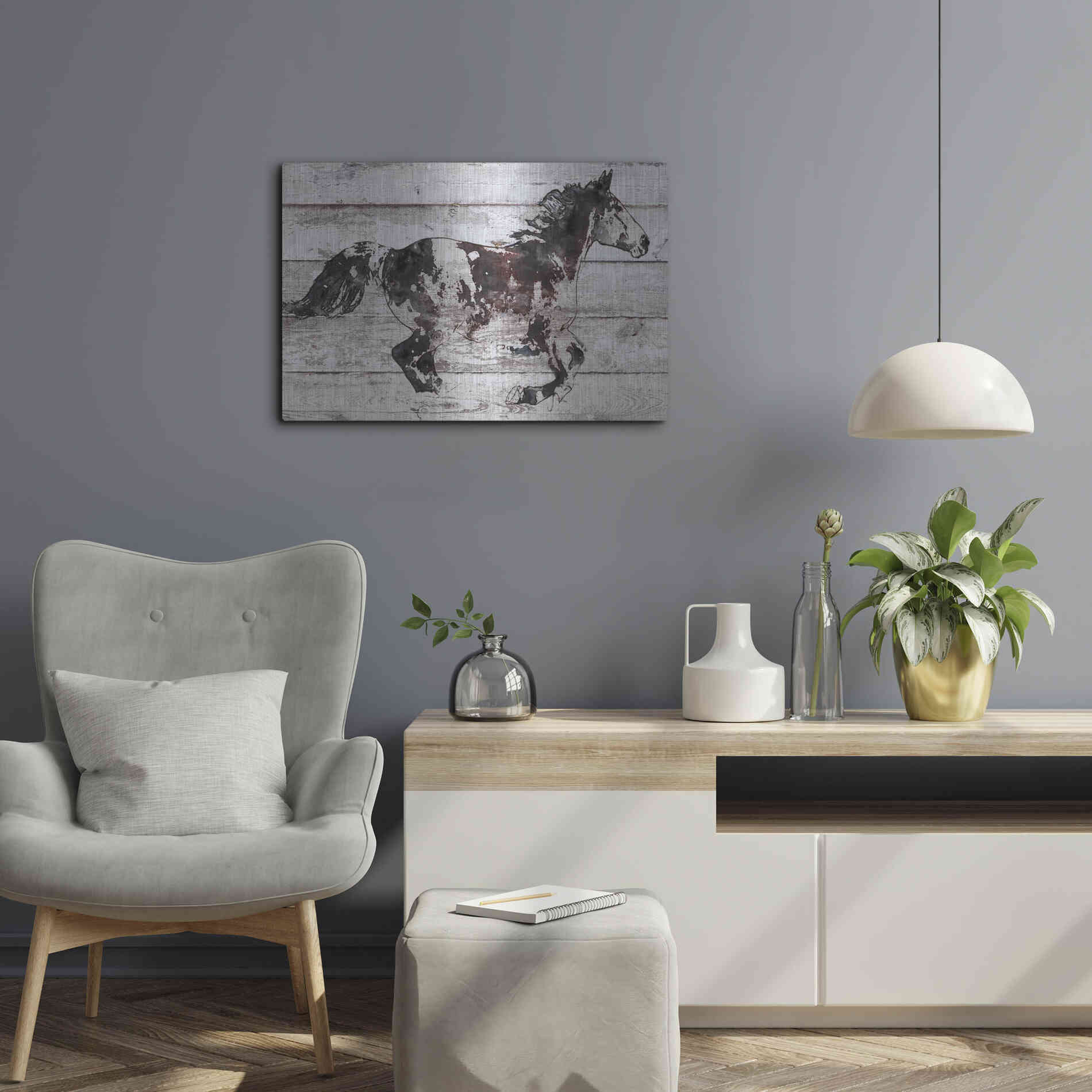 Luxe Metal Art 'Running Arabian Horse' by Irena Orlov, Metal Wall Art,24x16