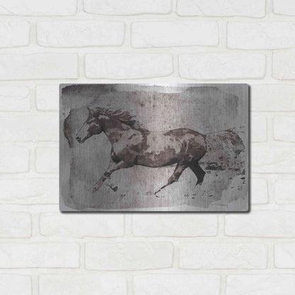 Luxe Metal Art 'Brown Horse Running' by Irena Orlov, Metal Wall Art,16x12