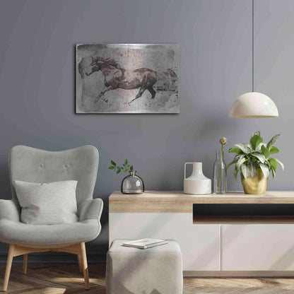 Luxe Metal Art 'Brown Horse Running' by Irena Orlov, Metal Wall Art,24x16