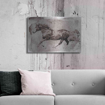 Luxe Metal Art 'Brown Horse Running' by Irena Orlov, Metal Wall Art,36x24