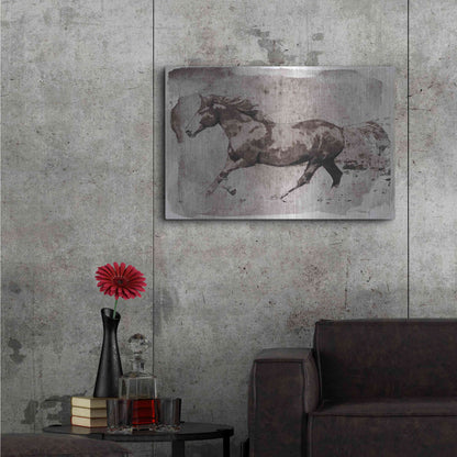 Luxe Metal Art 'Brown Horse Running' by Irena Orlov, Metal Wall Art,36x24