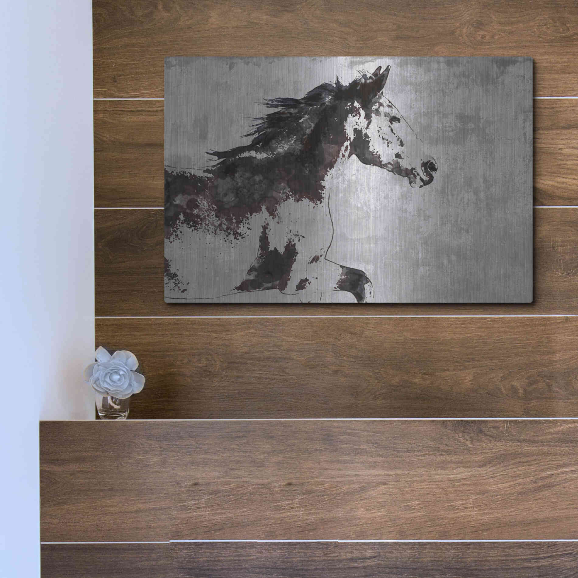 Luxe Metal Art 'Horse Race' by Irena Orlov, Metal Wall Art,16x12