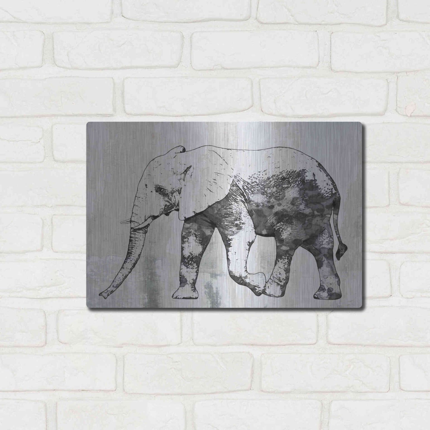 Luxe Metal Art 'Rustic Grey Elephant 2' by Irena Orlov, Metal Wall Art,16x12