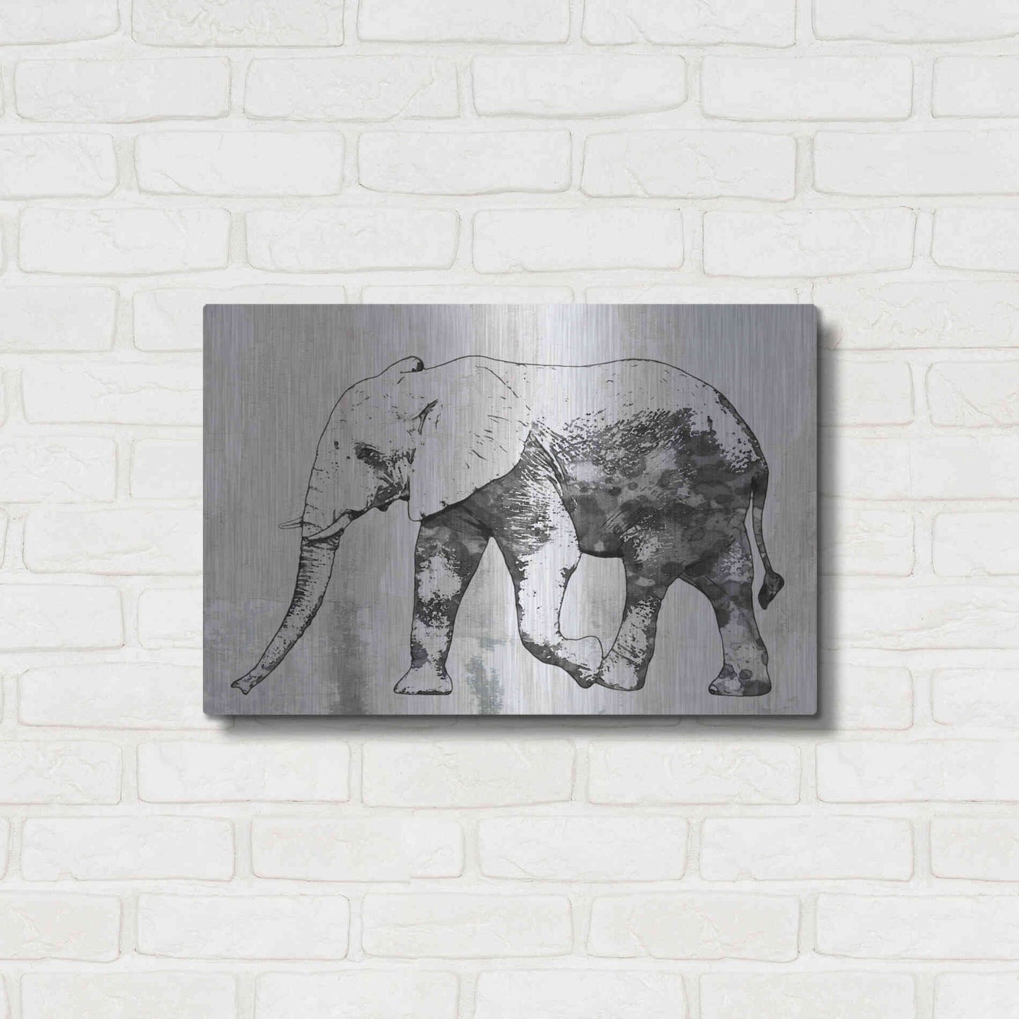 Luxe Metal Art 'Rustic Grey Elephant 2' by Irena Orlov, Metal Wall Art,24x16