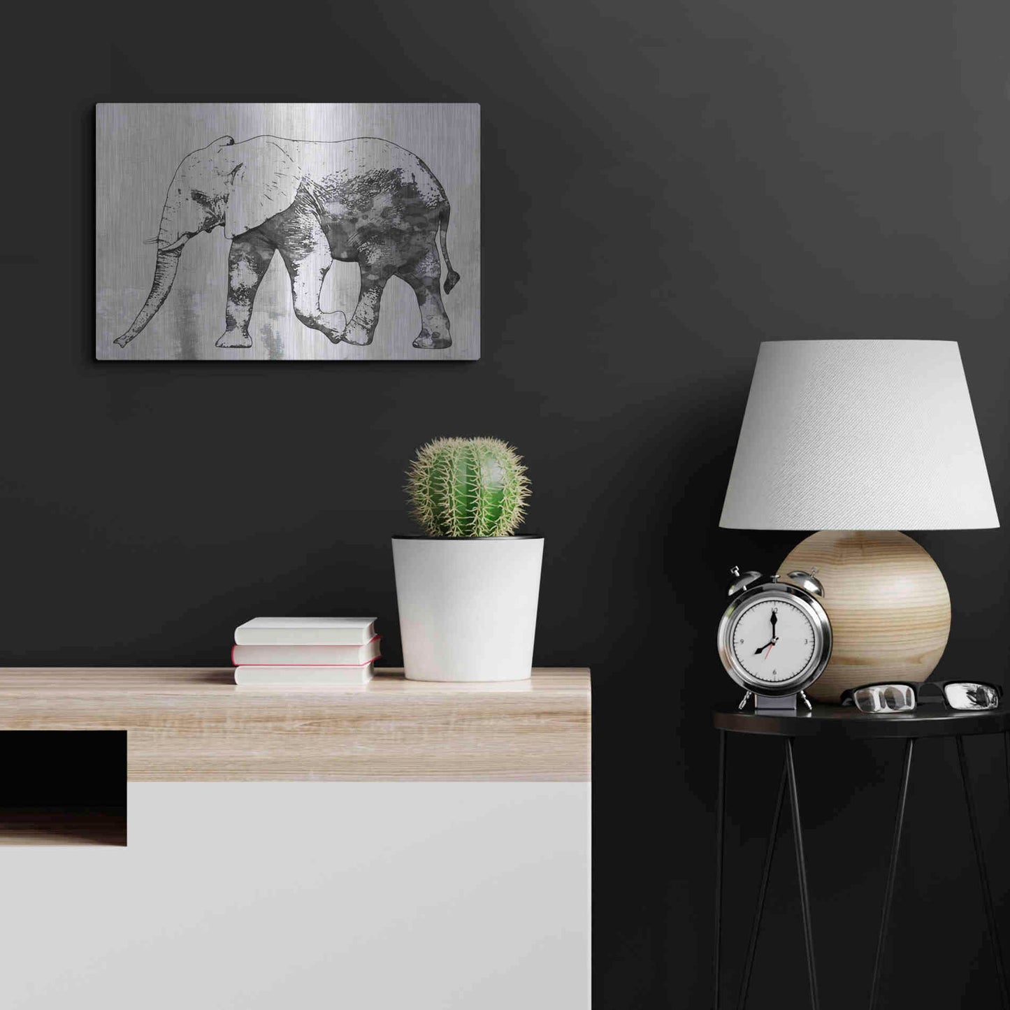 Luxe Metal Art 'Rustic Grey Elephant 2' by Irena Orlov, Metal Wall Art,24x16