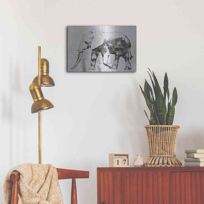 Luxe Metal Art 'Rustic Grey Elephant 2' by Irena Orlov, Metal Wall Art,24x16