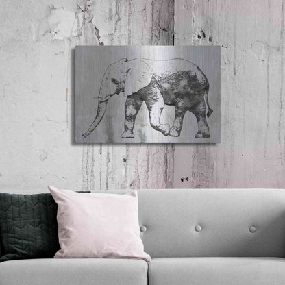 Luxe Metal Art 'Rustic Grey Elephant 2' by Irena Orlov, Metal Wall Art,36x24