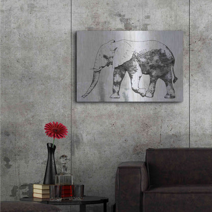 Luxe Metal Art 'Rustic Grey Elephant 2' by Irena Orlov, Metal Wall Art,36x24