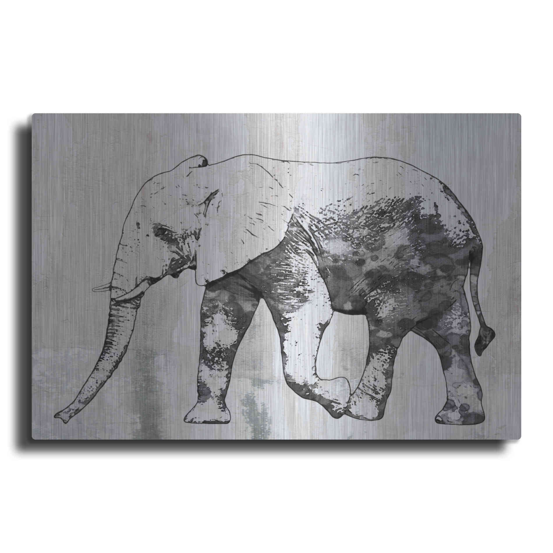 Luxe Metal Art 'Rustic Grey Elephant 2' by Irena Orlov, Metal Wall Art