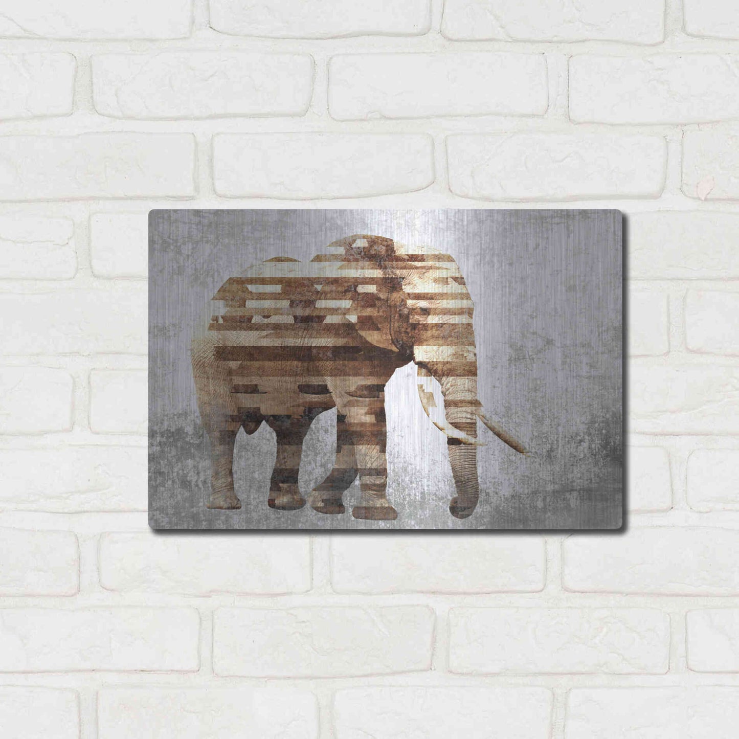 Luxe Metal Art 'Rustic Brown Elephant' by Irena Orlov, Metal Wall Art,16x12
