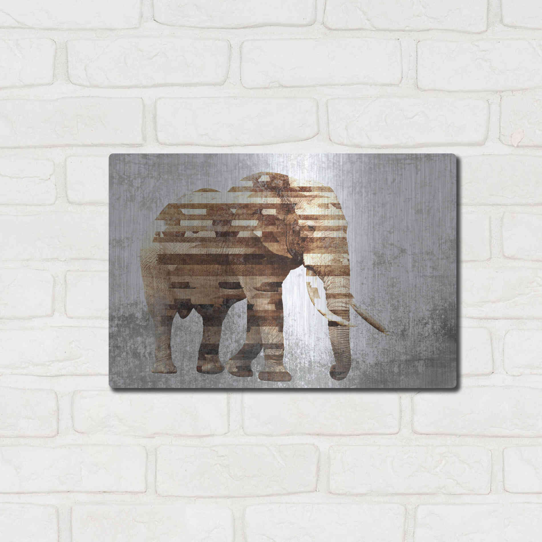 Luxe Metal Art 'Rustic Brown Elephant' by Irena Orlov, Metal Wall Art,16x12