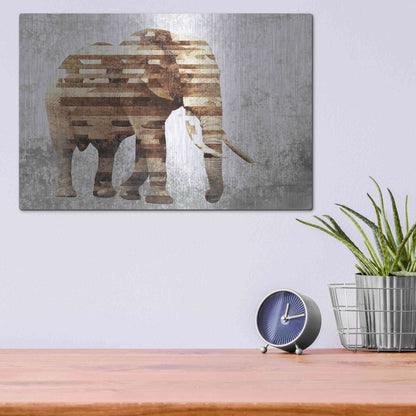 Luxe Metal Art 'Rustic Brown Elephant' by Irena Orlov, Metal Wall Art,16x12
