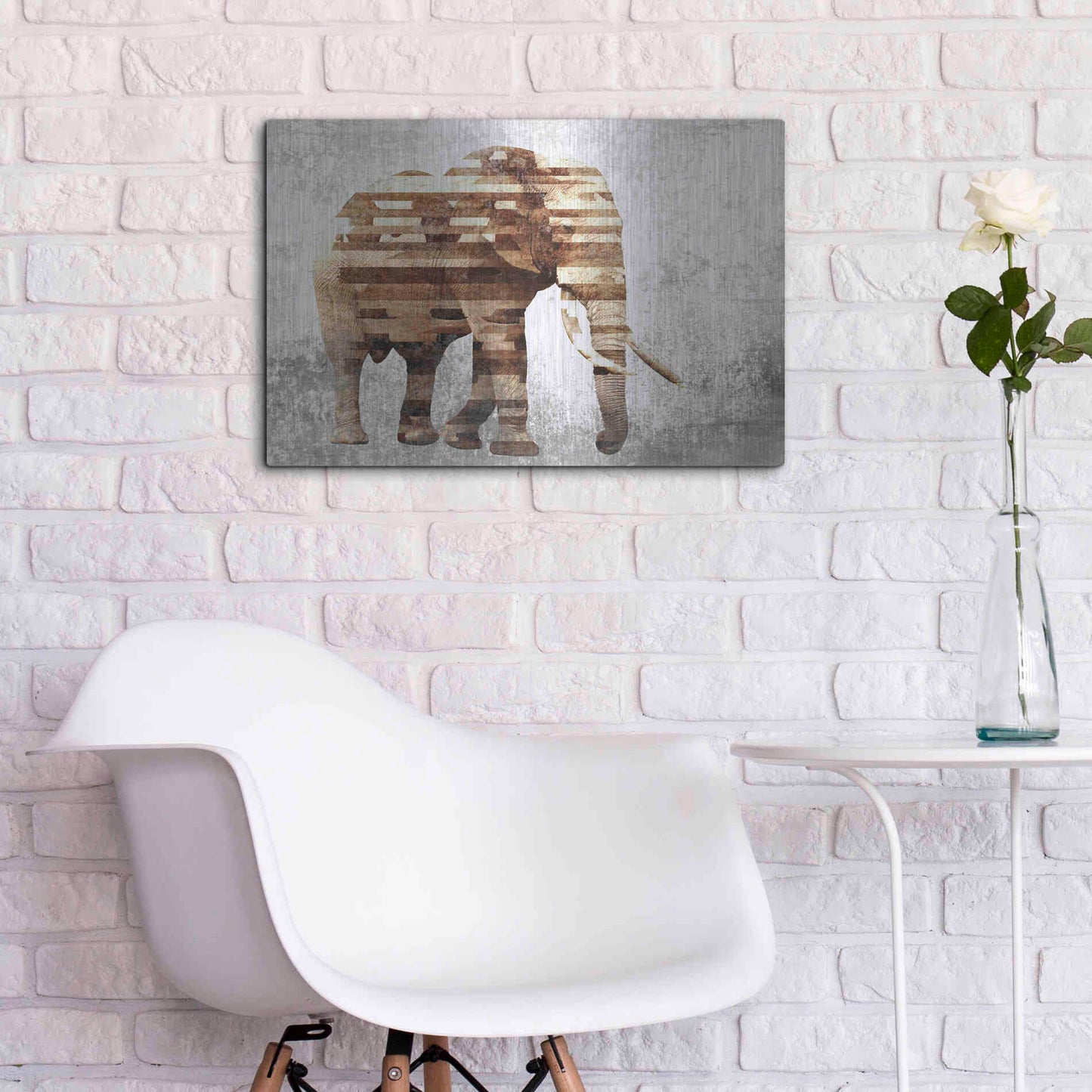 Luxe Metal Art 'Rustic Brown Elephant' by Irena Orlov, Metal Wall Art,24x16