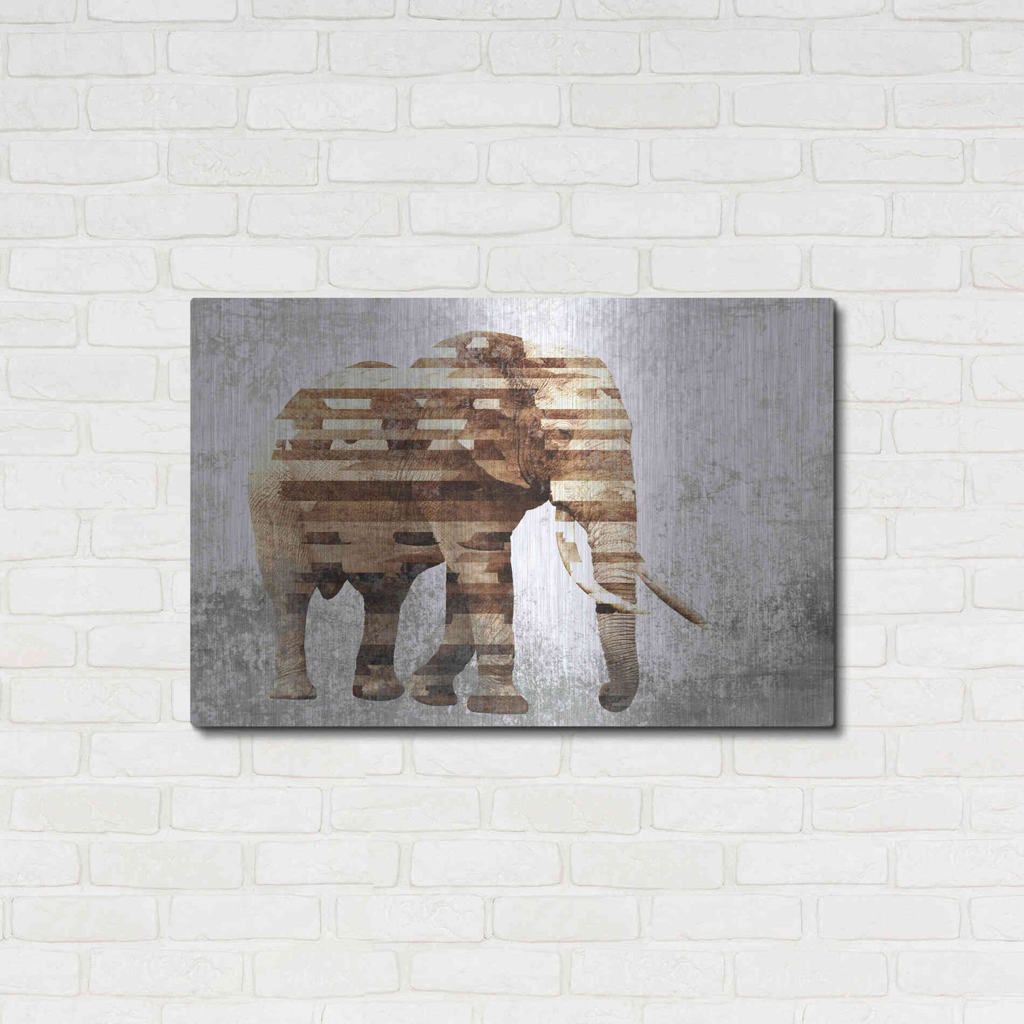 Luxe Metal Art 'Rustic Brown Elephant' by Irena Orlov, Metal Wall Art,36x24