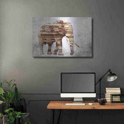 Luxe Metal Art 'Rustic Brown Elephant' by Irena Orlov, Metal Wall Art,36x24