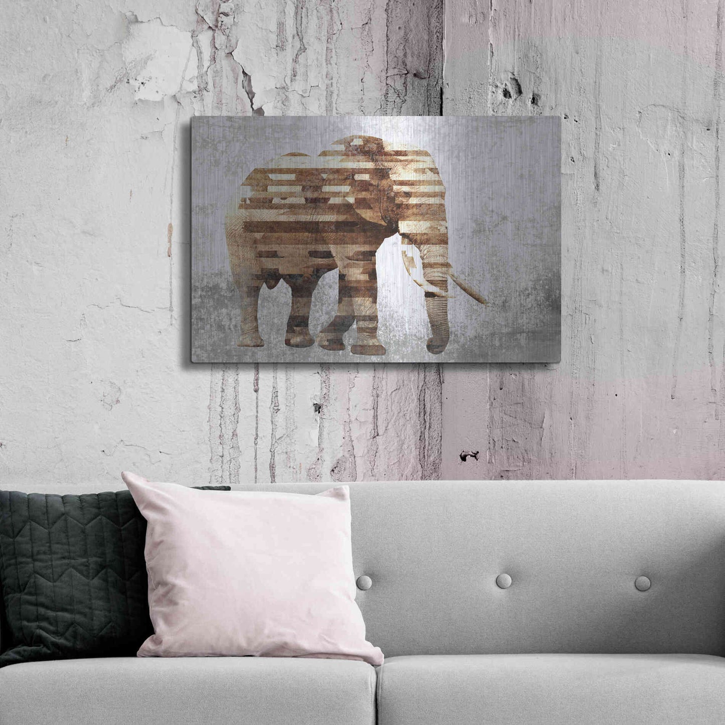 Luxe Metal Art 'Rustic Brown Elephant' by Irena Orlov, Metal Wall Art,36x24