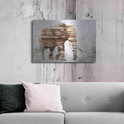 Luxe Metal Art 'Rustic Brown Elephant' by Irena Orlov, Metal Wall Art,36x24