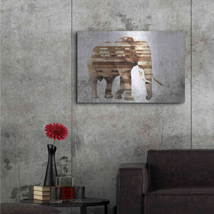 Luxe Metal Art 'Rustic Brown Elephant' by Irena Orlov, Metal Wall Art,36x24