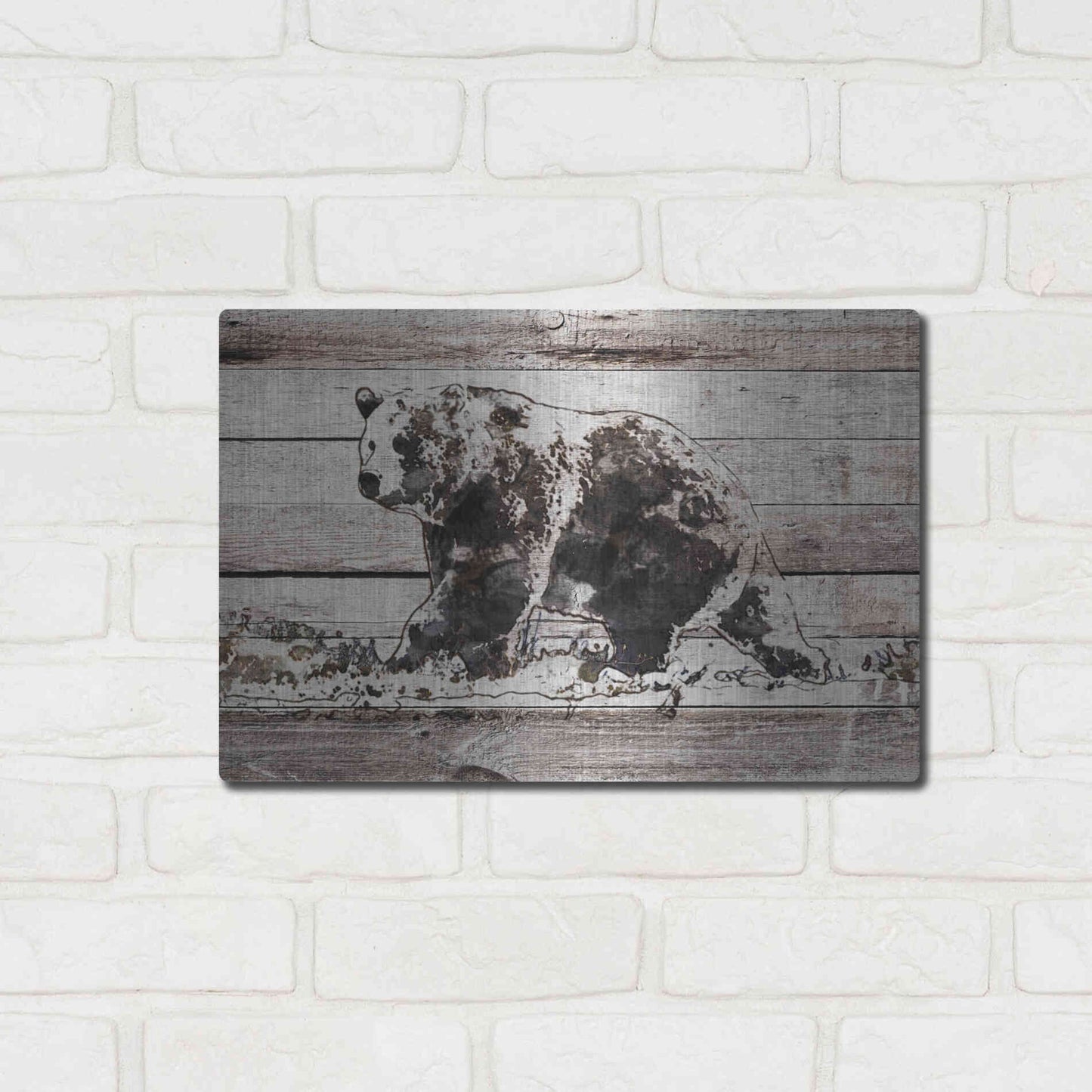 Luxe Metal Art 'Black Bear 1' by Irena Orlov, Metal Wall Art,16x12