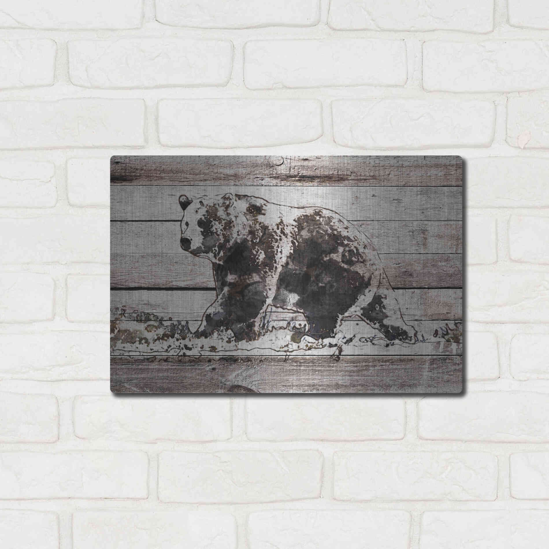 Luxe Metal Art 'Black Bear 1' by Irena Orlov, Metal Wall Art,16x12