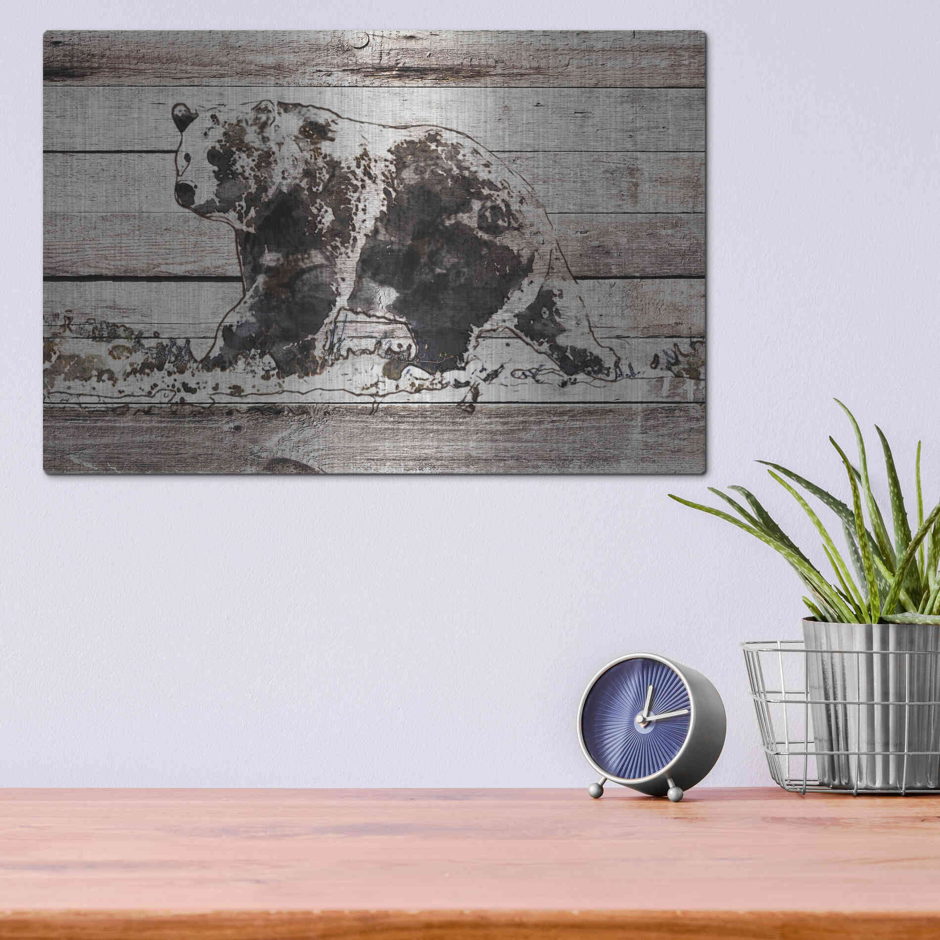 Luxe Metal Art 'Black Bear 1' by Irena Orlov, Metal Wall Art,16x12