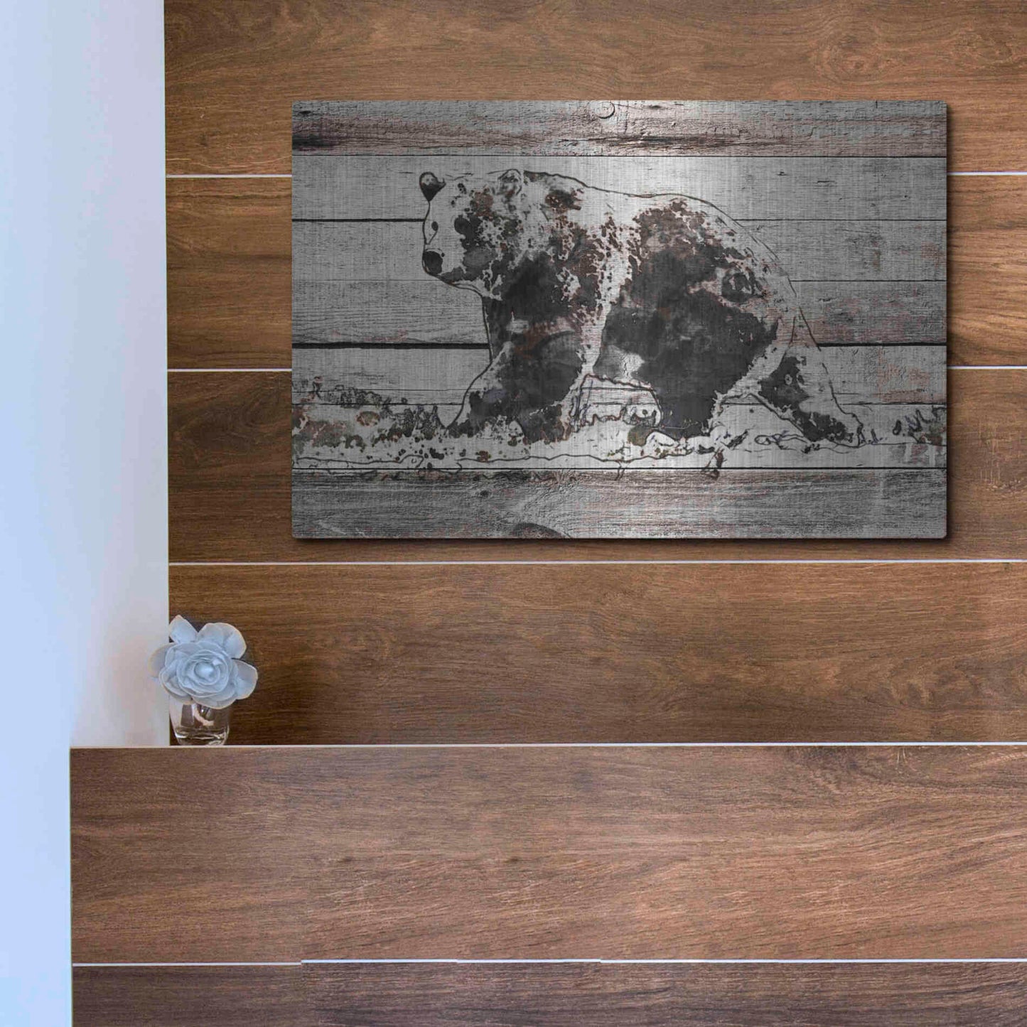 Luxe Metal Art 'Black Bear 1' by Irena Orlov, Metal Wall Art,16x12