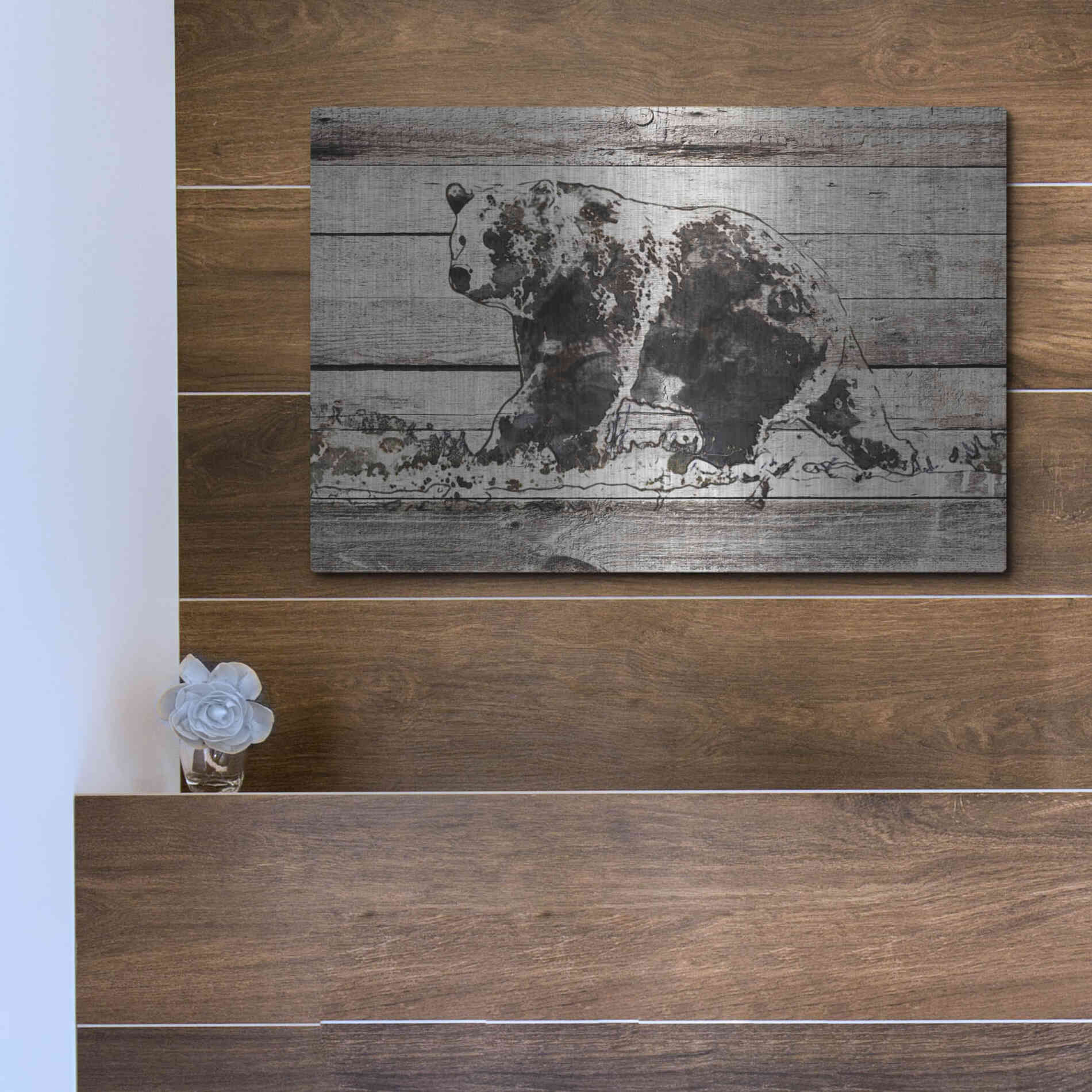 Luxe Metal Art 'Black Bear 1' by Irena Orlov, Metal Wall Art,16x12