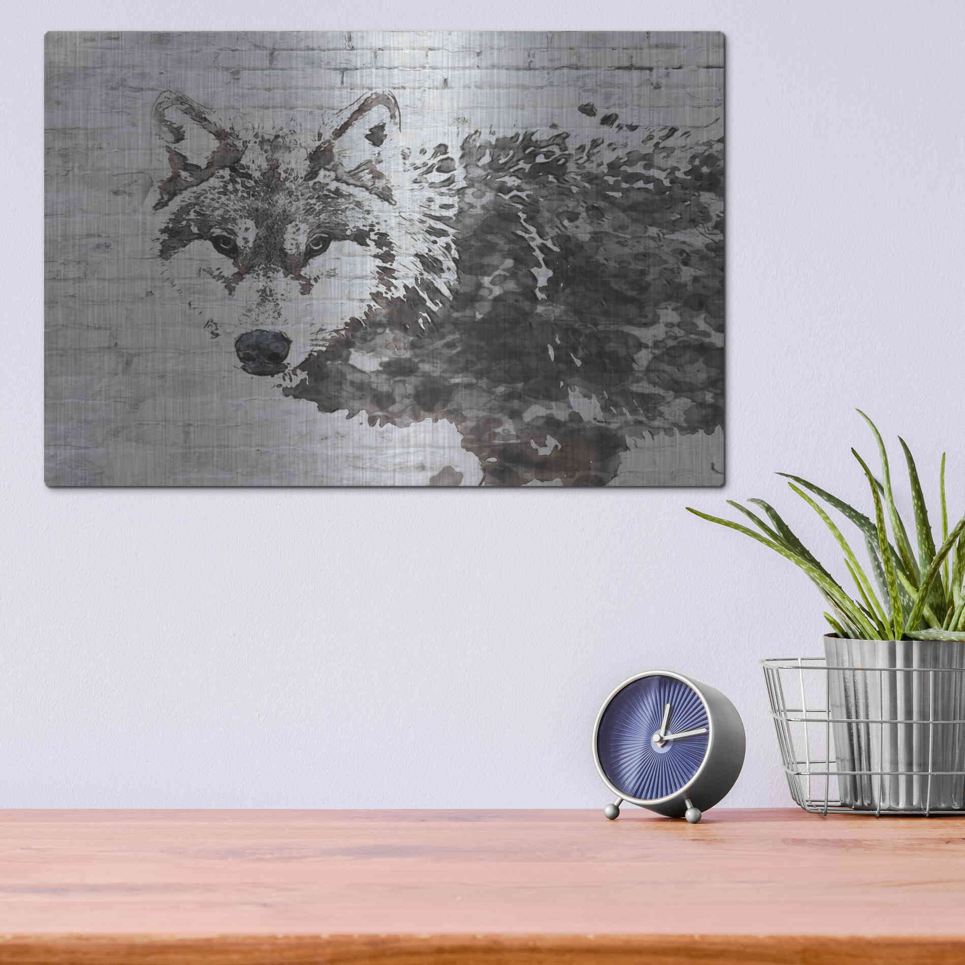 Luxe Metal Art 'Lone Wolf' by Irena Orlov, Metal Wall Art,16x12