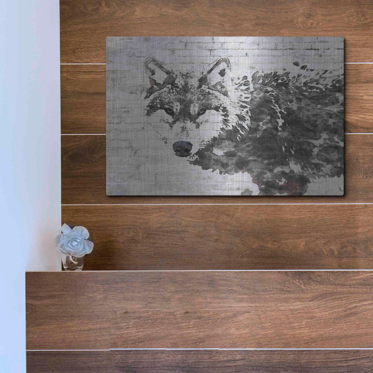 Luxe Metal Art 'Lone Wolf' by Irena Orlov, Metal Wall Art,16x12