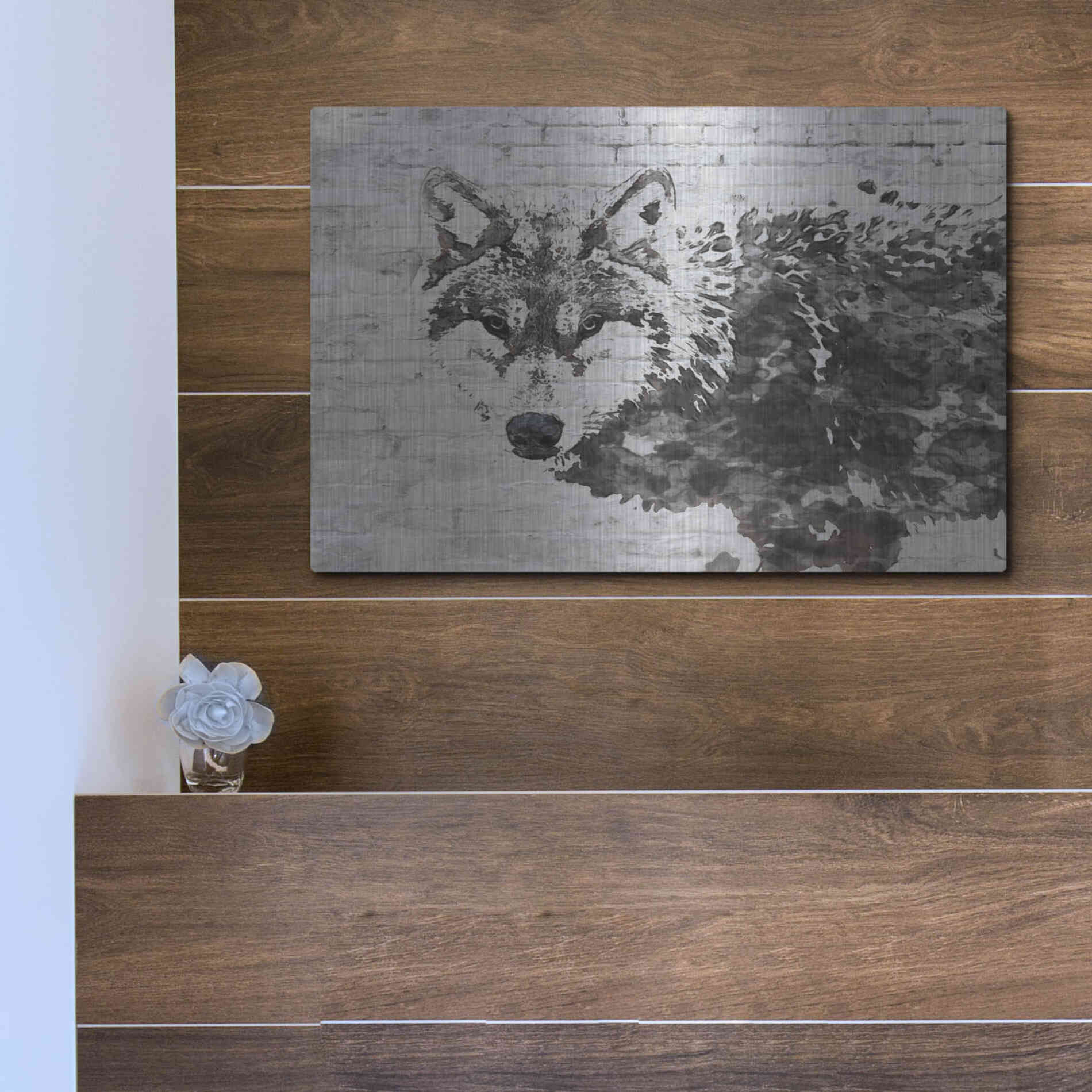Luxe Metal Art 'Lone Wolf' by Irena Orlov, Metal Wall Art,16x12