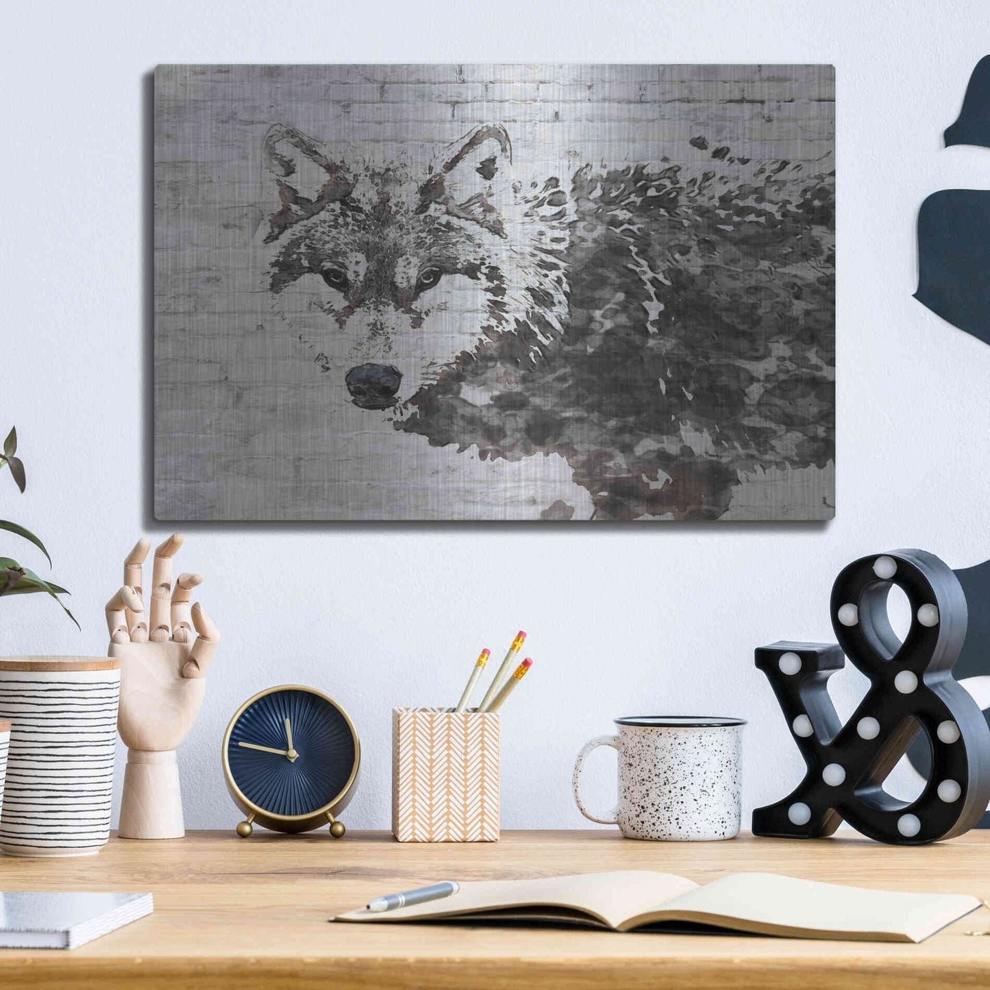 Luxe Metal Art 'Lone Wolf' by Irena Orlov, Metal Wall Art,16x12