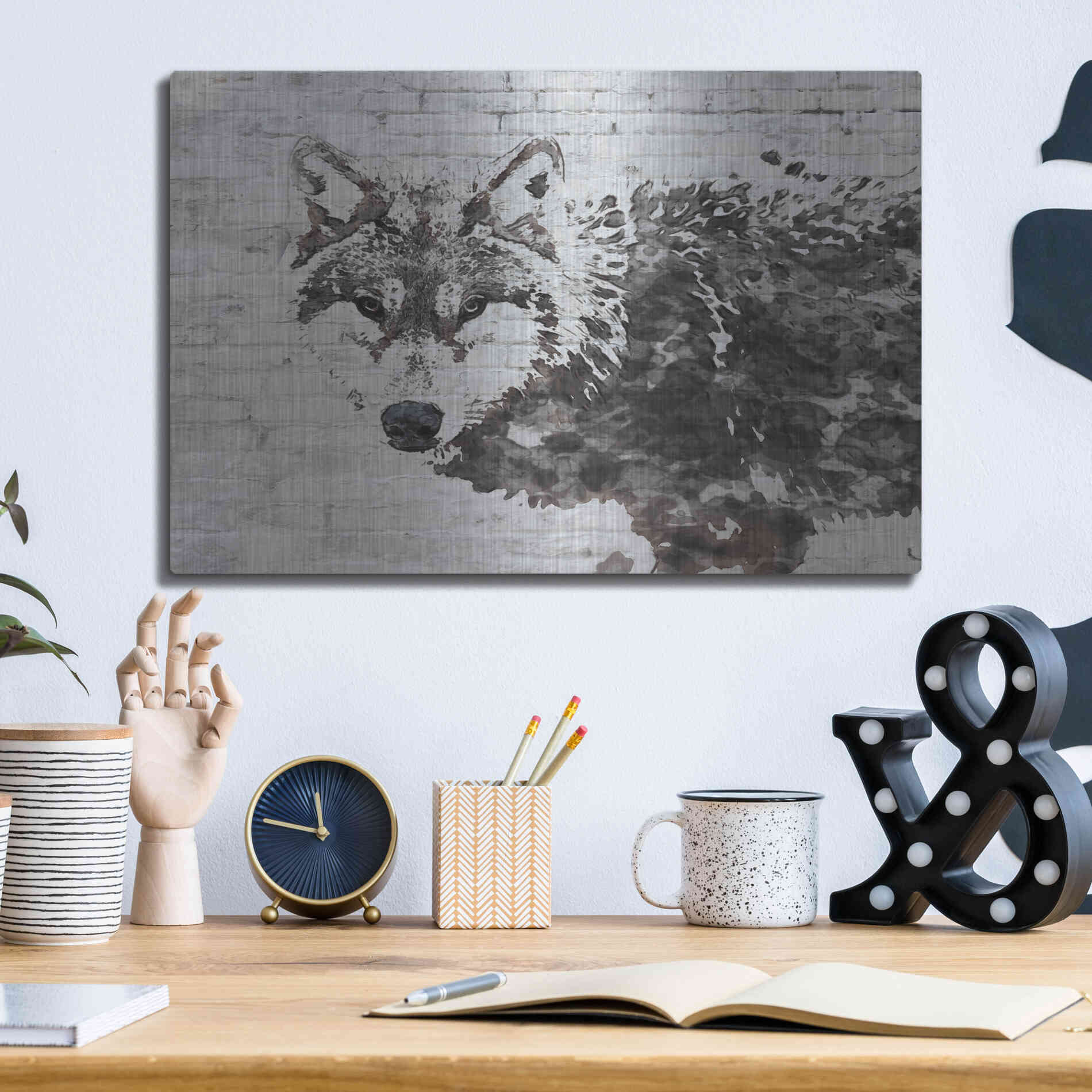 Luxe Metal Art 'Lone Wolf' by Irena Orlov, Metal Wall Art,16x12