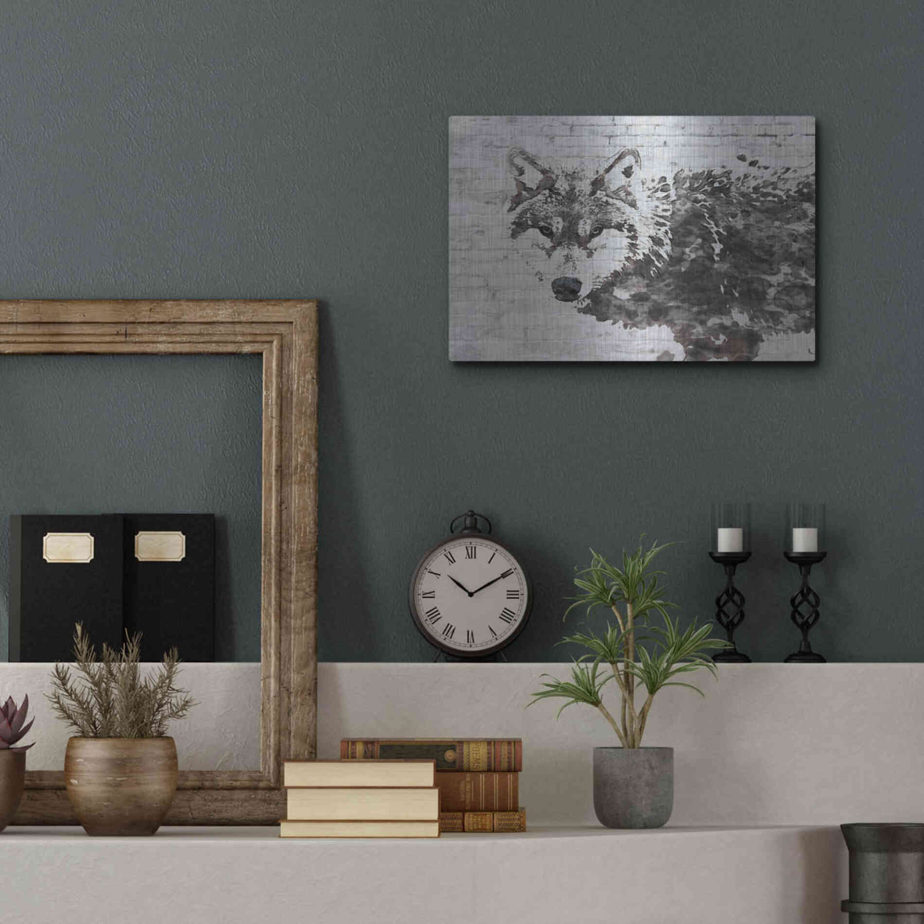 Luxe Metal Art 'Lone Wolf' by Irena Orlov, Metal Wall Art,16x12