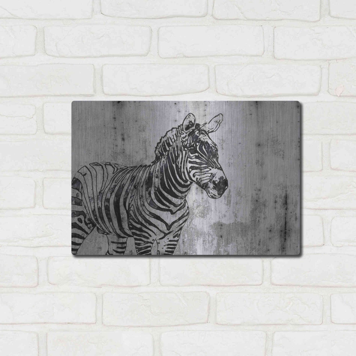 Luxe Metal Art 'Rustic Zebra 1' by Irena Orlov, Metal Wall Art,16x12