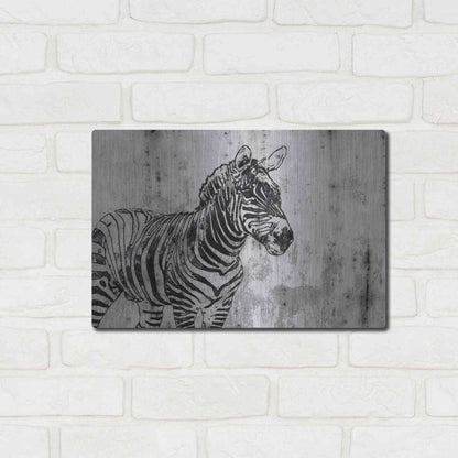 Luxe Metal Art 'Rustic Zebra 1' by Irena Orlov, Metal Wall Art,16x12