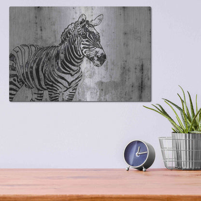 Luxe Metal Art 'Rustic Zebra 1' by Irena Orlov, Metal Wall Art,16x12