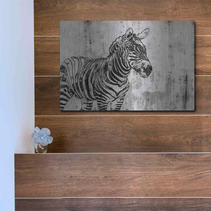 Luxe Metal Art 'Rustic Zebra 1' by Irena Orlov, Metal Wall Art,16x12